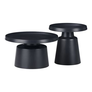 Set 2 buc masuta laterala Ginoze negru metal 70x70x50 cm