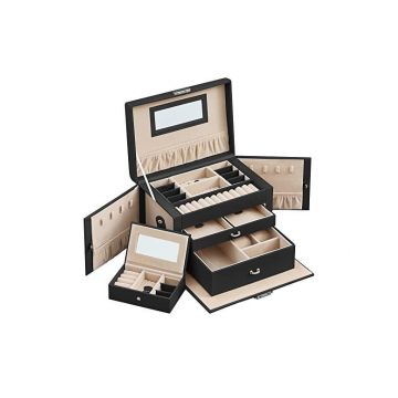 Set 2 cutii de bijuterii, Songmics, 18 x 26 x 17 cm, JBC121B, Negru