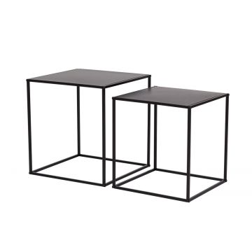 Set 2 masute de cafea Alrik, Bizzotto, 34x34x37 cm/38x38x41 cm, otel, negru