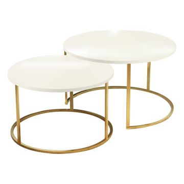 Set 2 masute de cafea Solme Pako World Bej 75x75x45 cm