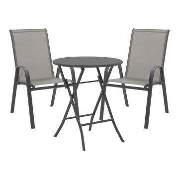 Set masă și scaune de exterior, 3 Piese, Model Albero-Calan, Antracit, D60x70 cm