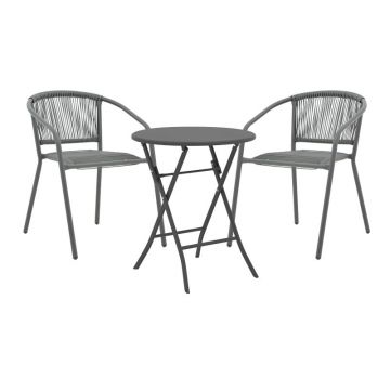 Set masă și scaune de exterior, 3 Piese, Model Albero-Lindaria, Antracit, D60x70 cm