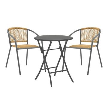 Set masă și scaune de exterior, 3 Piese, Model Albero-Lindaria, Antracit