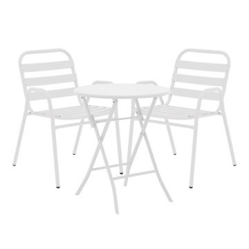 Set masă și scaune de exterior, 3 Piese, Model Albero-Sussie, Alb, D60x70 cm