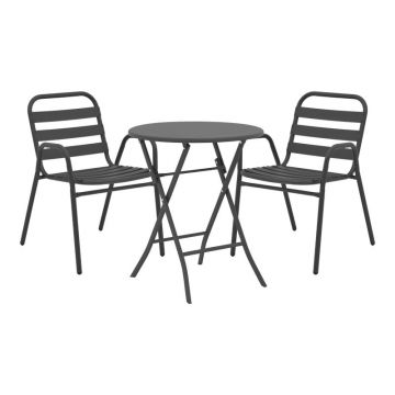 Set masă și scaune de exterior, 3 Piese, Model Albero-Sussie, Antracit, D60x70 cm