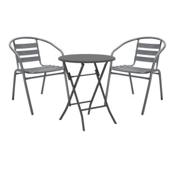 Set masă și scaune de exterior, 3 Piese, Model Albero-Tade, Antracit, D60x70 cm