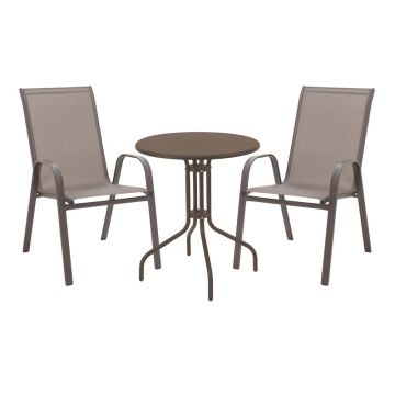 Set masă și scaune de exterior, 3 Piese, Model , Maro