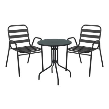 Set masă și scaune de exterior, 3 Piese, Model , Negru