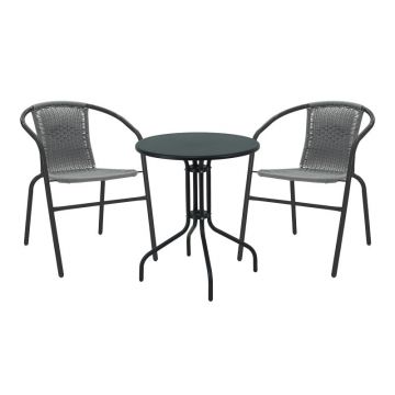 Set masă și scaune de exterior, 3 Piese, Model , Negru