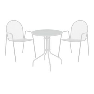 Set masă și scaune de exterior, 3 Piese, Model Vergo-Tarete, Alb