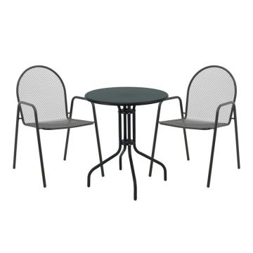 Set masă și scaune de exterior, 3 Piese, Model Vergo-Tarete, Negru