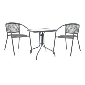 Set masă și scaune de exterior, 3 Piese, Model Watson-Lindaria, Antracit, 70x70x70 cm