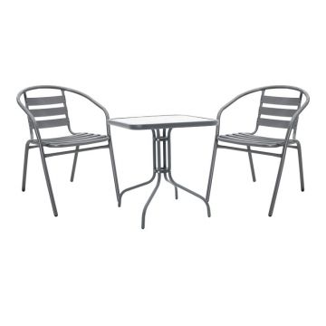 Set masă și scaune de exterior, 3 Piese, Model Watson-Tade, Antracit, 70x70x70 cm