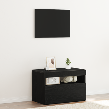 Gossi dulap de nopte cu lumini led stejar negru 60x35x40 cm lemn proiectat