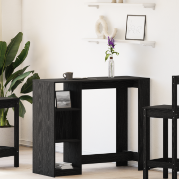 Gossi masa bar cu raft stejar negru 102,5x46x103,5 cm lemn prelucrat