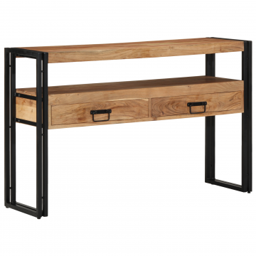 Gossi mese de finalizare negru 120x33x75 cm lemn masiv de acacia si metal