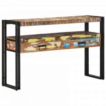 Gossi mese laterale multicolore 120x33x75 cm lemn recuperat si metal