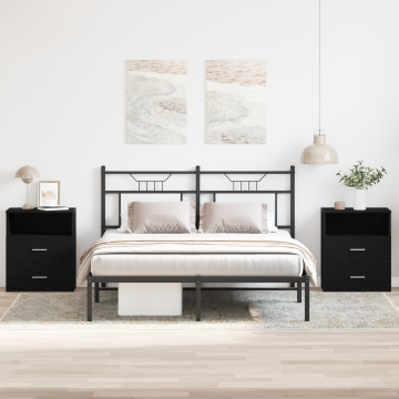 Gossi noptiera 2 buc negru stejar 50x32x60cm lemn prelucrat
