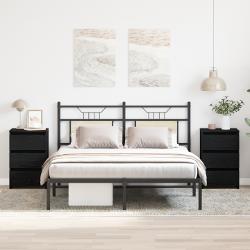 Gossi noptiera 2 piese stejar negru 40x35x62,5 cm lemn compus