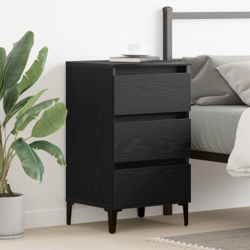 Gossi noptiera cu picioare metalice, stejar negru, 40x35x69 cm