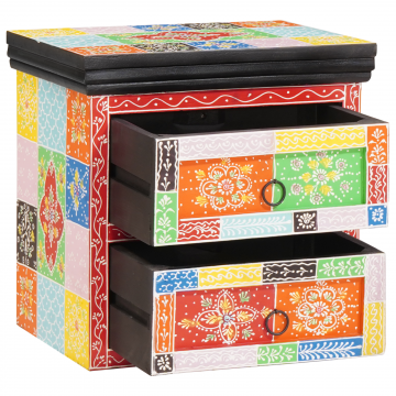 Gossi noptiera multicolor 40x30x40 cm lemn solid mango