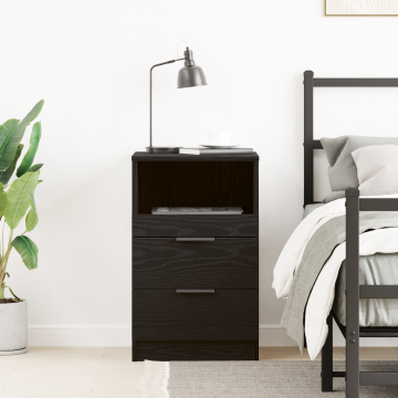 Gossi noptiera negru stejar 40x35x65 cm fabricata din lemn prelucrat