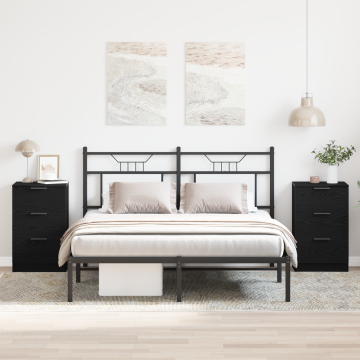 Gossi noptieras 2 piese stejar negru 40x65x65 cm fabricat din lemn prelucrat