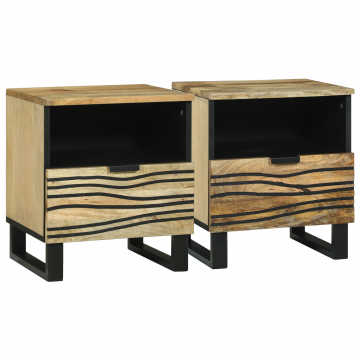 Gossi noptiere 2 pcs 40x33x46 cm lemn solid de mango