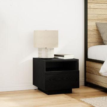 Gossi noptiere cu led-uri, 2 buc., stejar negru, 40x39x37 cm