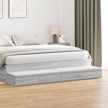 Gossi sertar pentru pat gri sonoma 180x36,5x16,5 cm fabricat din lemn