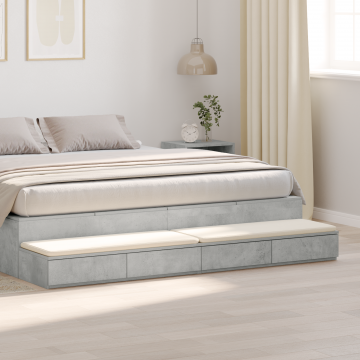 Gossi sertare de pat, gri beton, 180x36,5x16,5 cm, lemn prelucrat