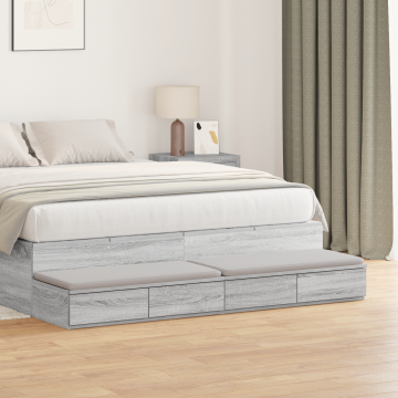 Gossi sertare de pat, gri sonoma, 135x36.5x16.5 cm lemn prelucrat