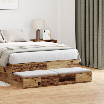 Gossi sertare de pat, lemn vechi, 120x36,5x16,5 cm lemn prelucrat