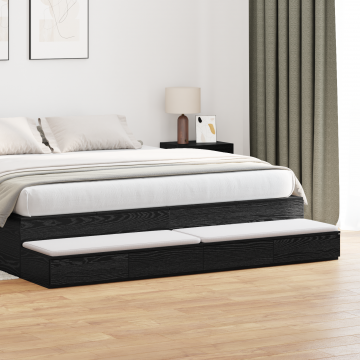 Gossi sertare de pat, negru, 200x36,5x16,5 cm lemn prelucrat