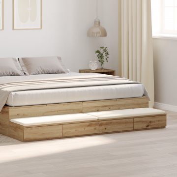 Gossi sertare de pat stejar artizanal 200x36,5x16,5 cm lemn prelucrat