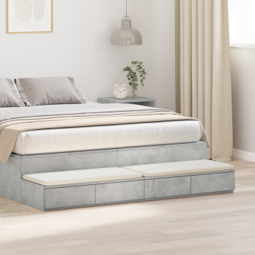 Gossi sertare pentru pat in gri beton, 140x36.5x16.5 cm, realizat din lemn prelucrat
