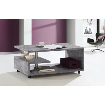 Masa Cafea Belgrad, Beton Optic Gri Deschis, Cu Rotile, 105 Cm