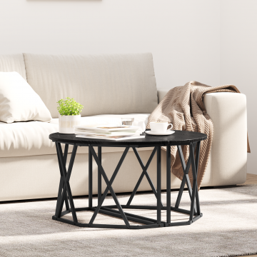 Masa de cafea Gossi neagra din stejar 80x80x42 cm din lemn