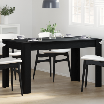 Masa de dining Gossi neagra cu aspect de stejar 140x74,5x76 cm din lemn compus