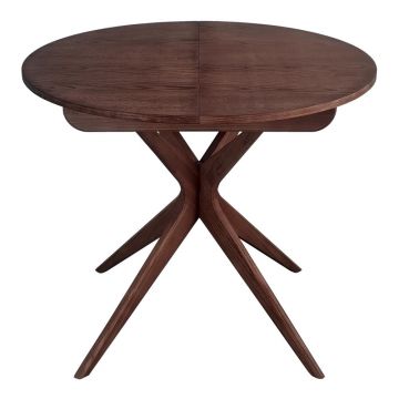 Masă de dining rotundă extensibilă cu aspect de lemn de nuc cu blat suplimentar ø 90 cm Jubi – Ragaba