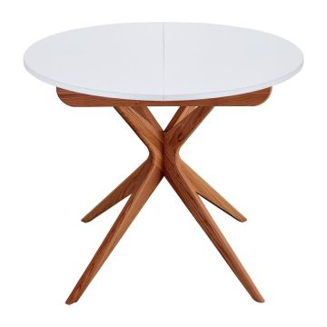 Masă de dining rotundă extensibilă cu blat suplimentar ø 90 cm Jubi – Ragaba