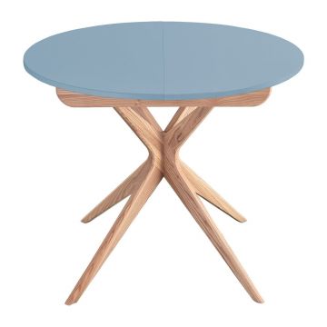 Masă de dining rotundă extensibilă cu blat suplimentar ø 90 cm Jubi – Ragaba