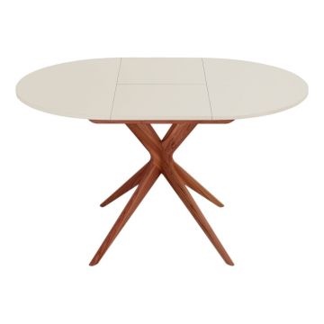 Masă de dining rotundă extensibilă cu blat suplimentar ø 90 cm Jubi – Ragaba