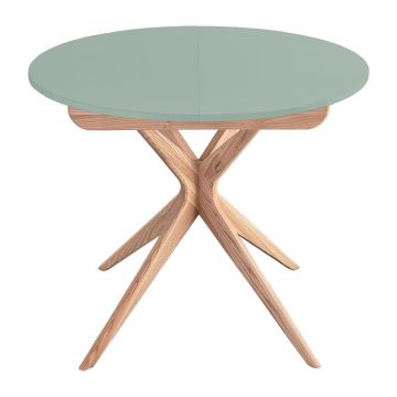 Masă de dining rotundă extensibilă cu blat suplimentar ø 90 cm Jubi – Ragaba
