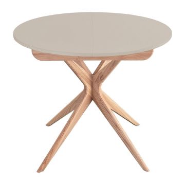Masă de dining rotundă extensibilă cu blat suplimentar ø 90 cm Jubi – Ragaba