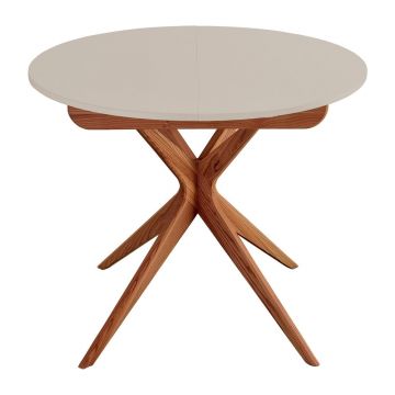 Masă de dining rotundă extensibilă cu blat suplimentar ø 90 cm Jubi – Ragaba