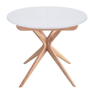 Masă de dining rotundă extensibilă cu blat suplimentar ø 90 cm Jubi – Ragaba