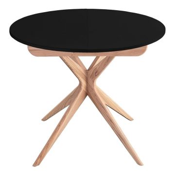 Masă de dining rotundă extensibilă cu blat suplimentar ø 90 cm Jubi – Ragaba