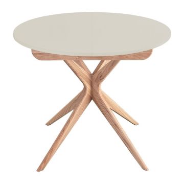 Masă de dining rotundă extensibilă cu blat suplimentar ø 90 cm Jubi – Ragaba
