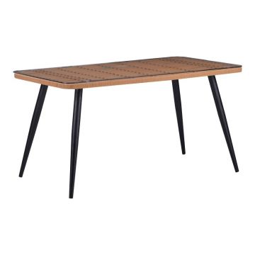 Masa dining Naoki, Pako World, Sticla-Ratan, Lemn, 140x80x78 cm